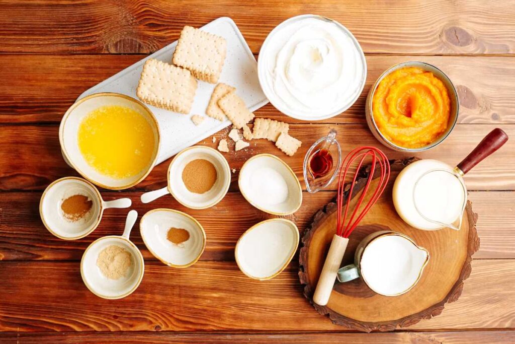 Ingredients for no-bake pumpkin cheesecake