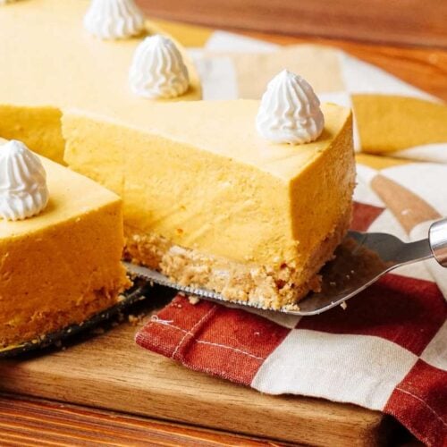 Delicious slice of Autumn Pumpkin Cheesecake Recipe