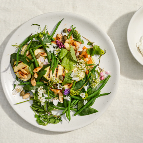 Anything-goes summer salad with burnt tomato dressing